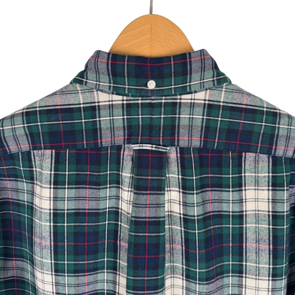 Polo Ralph Lauren Mens XL Classic Fit Plaid Flannel Button Down Shirt Green Navy